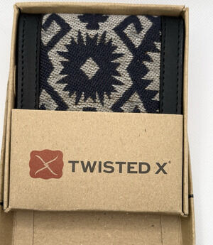 Twisted X Mens Bifold Wallet Western Woven Tapestry Leather Dk Brown Grey New